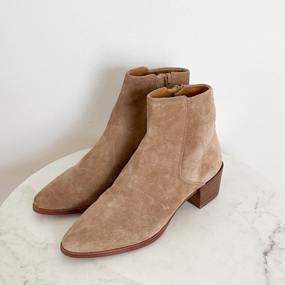 NEW Rag & Bone Rover Zip Mid Heel Booties Camel Suede Size 8 US 38 EU - Picture 2 of 7